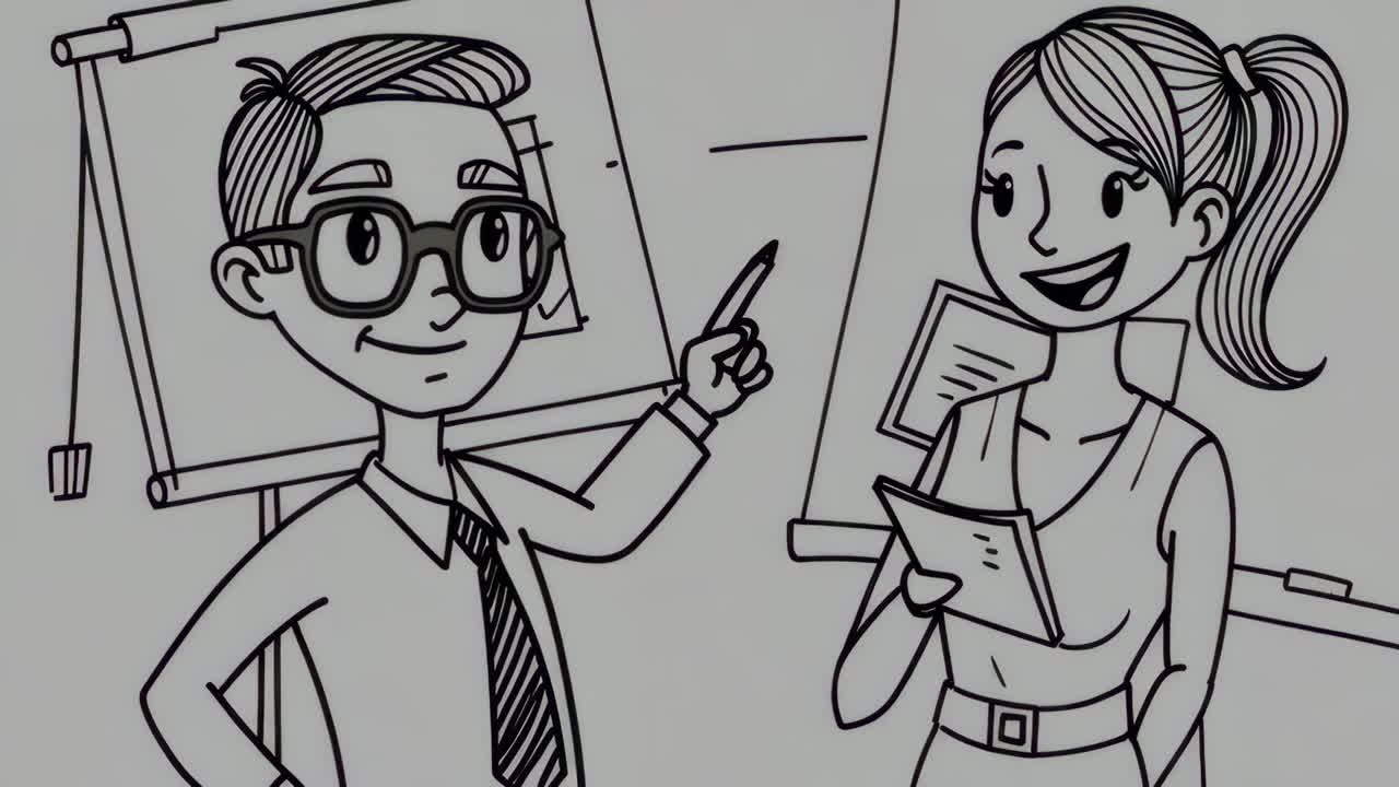 Ilustración de dibujos animados de una reunión o presentación de negocios