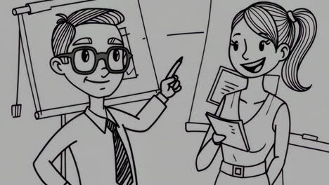 cartoon illustration of a business meeting or presentation