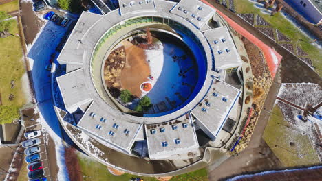 aerial view of the exupery international school campus in pinki, riga, latvia
