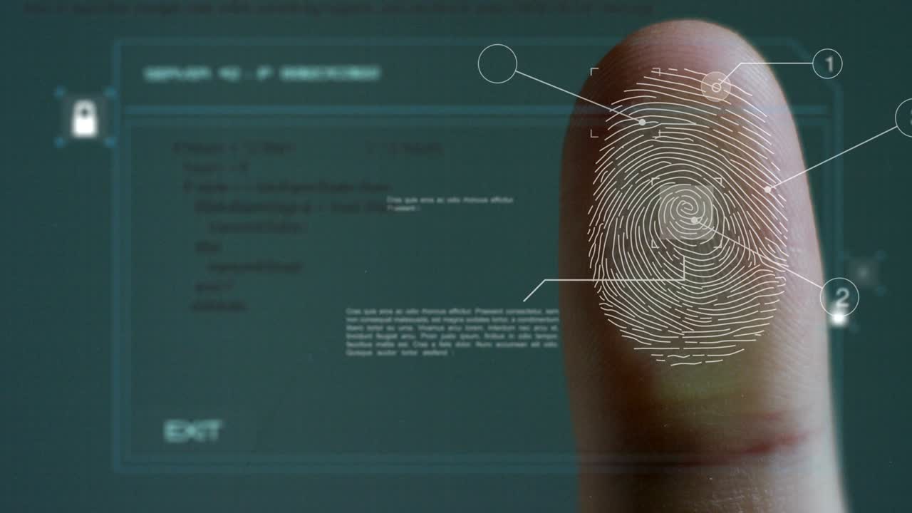 huellas dactilares apoyadas en el vidrio de control para el escaneo biométrico.
