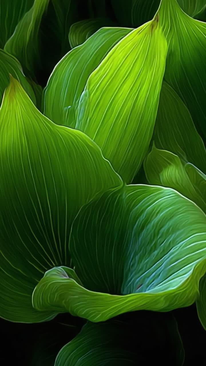 Vibrant Green Leaves in Lush Foliage: An Artistic Close-up of Nature's Textures and Colors, Capturing the Beauty of Organic Forms and Natural Light