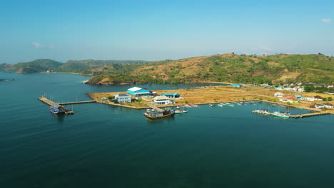 Aerial-over-the-fishing-harbour-of-Awang-Mertak-on-Lombok-island,-Indonesia