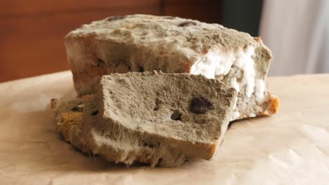 moldy bread rotating, turning round