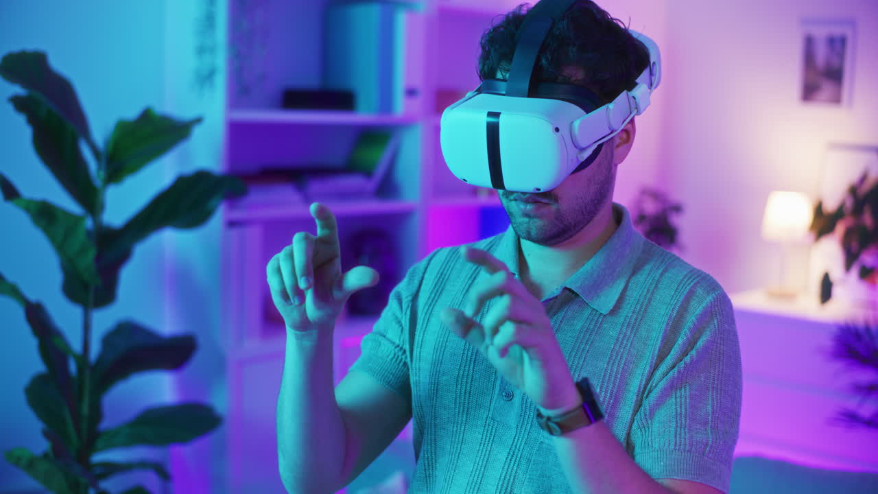 Man Wearing VR Glasses Shops Online