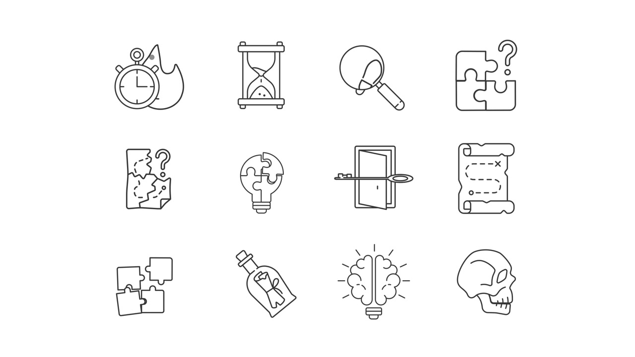 Animated Line Icons: Problem Solving, Mystery, and Discovery Concepts