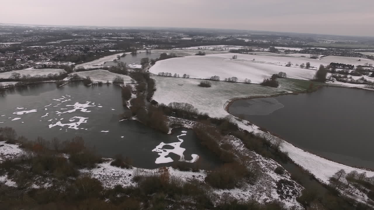 Aerial footage | snow and frozen lake