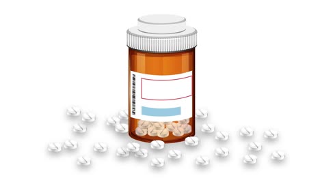 pill bottle with scattered pills, background changes