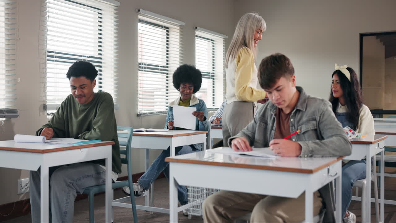 Students in a classroom learning with the teacher
