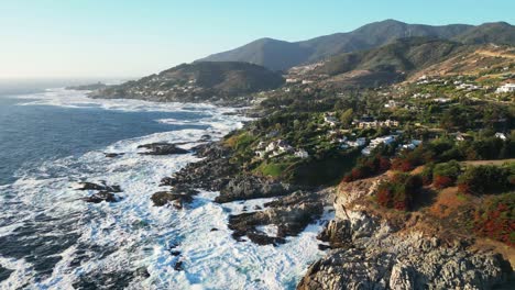 las cujas beach, coastal edge, located in the region of valparaiso, country of chile