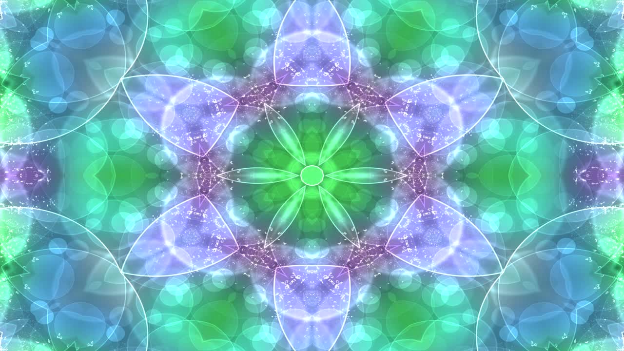 abstracto colorido brillante e hipnótico concepto patrón simétrico ornamental decorativo caleidoscopio movimiento círculo geométrico y formas de estrellas