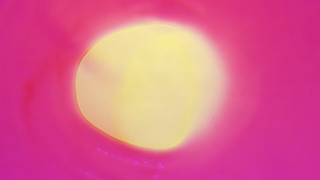 wind moves the circle of pink fluorescent paint horizontally