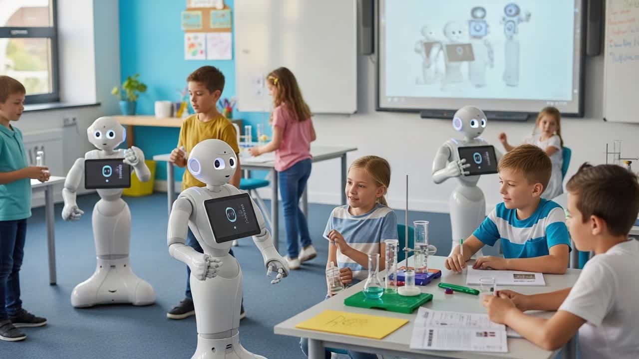Interactive Classroom with Robots: Children Engaging in Learning Activities with Intelligent Robots Assisting in Science Education and Technology Integration