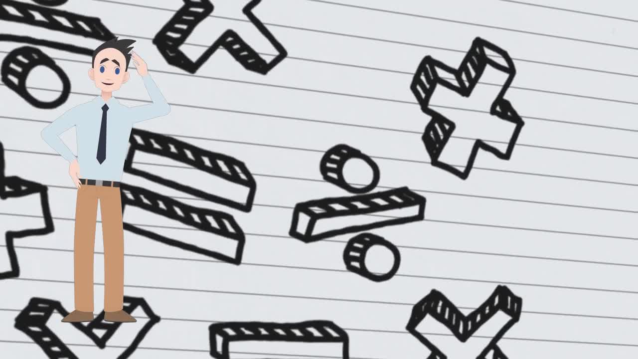 수학적 그림을 통해 이야기하는 사람의 애니메이션