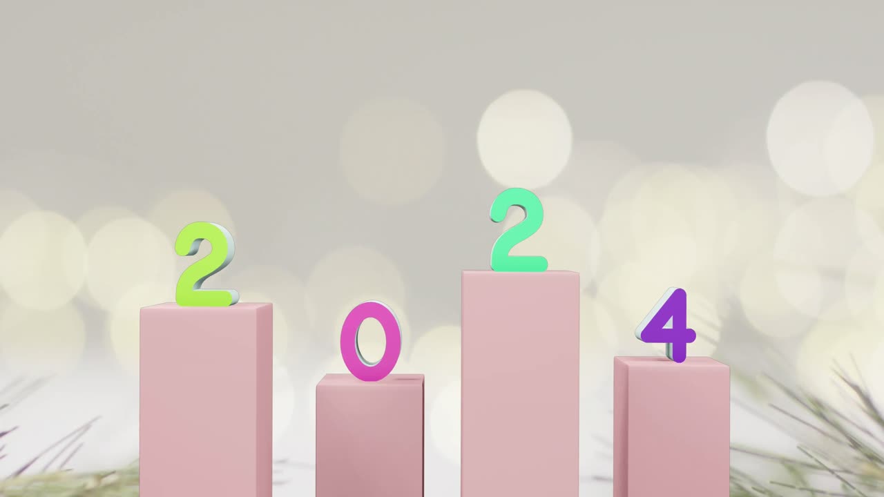 2024년 텍스트와 배경의 크리스마스 장식의 애니메이션