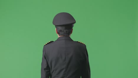 pilot in uniform - back view