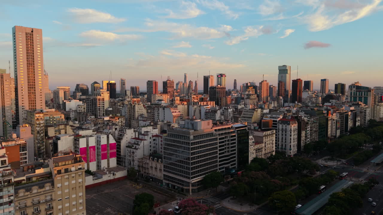 Buenos Aires - Capital Of Argentina At Sunset - Drone Shot