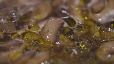 close up of mushrooms cooked in a frying pan