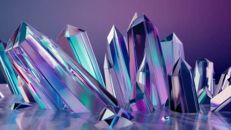 iridescent geometric crystals with vibrant reflections