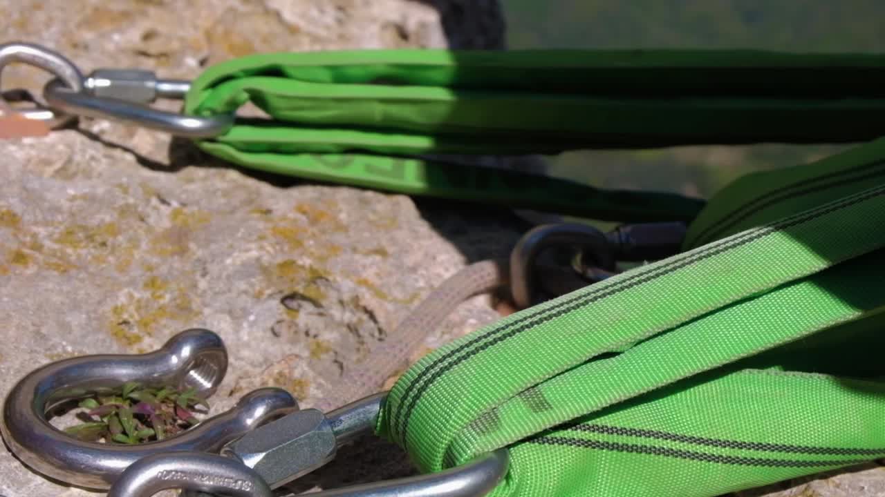 preparación de la línea slackline