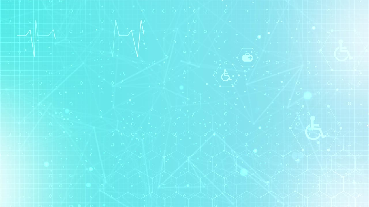 의학 및 의료 6각형 기술 루프 배경