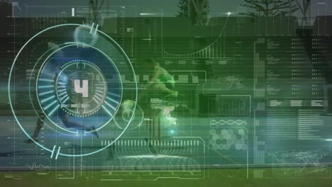 animación del procesamiento de datos en diversos corredores masculinos