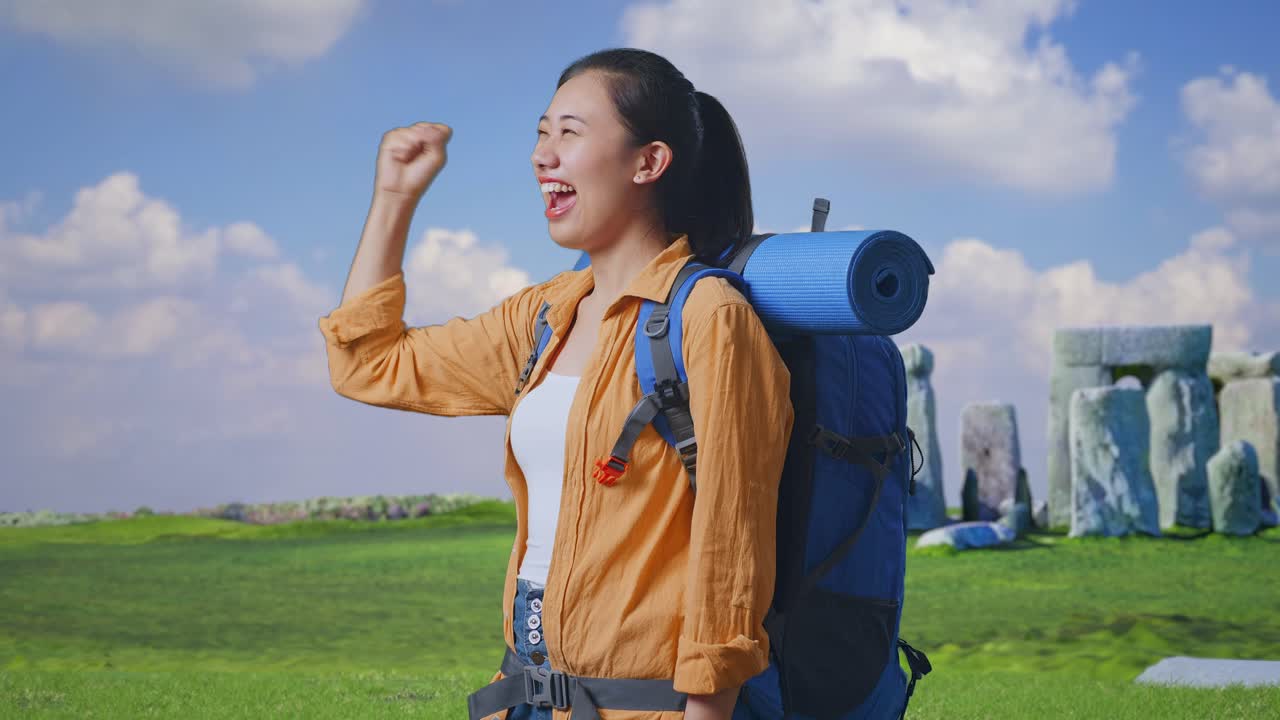 Happy Traveler at Stonehenge