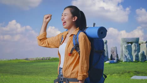 happy traveler at stonehenge