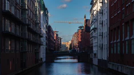 hamburg canal view - historical buildings