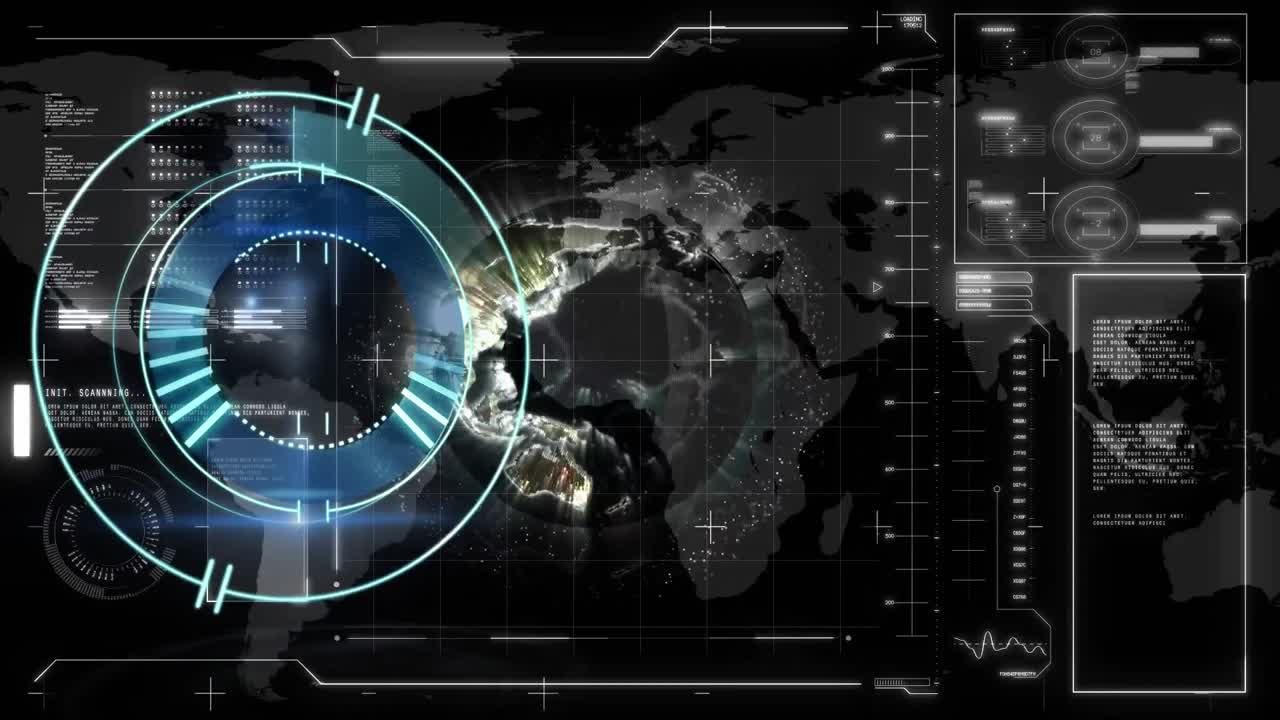 Animation of data processing over world map