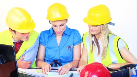 arquitectos masculinos y femeninos que trabajan en oficinas