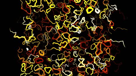 abstract creative looped bg with curled lines like yellow trails on surface. lines form swirling pattern like curle noise. abstract 3d looping flowing animation as bright creative festive bg