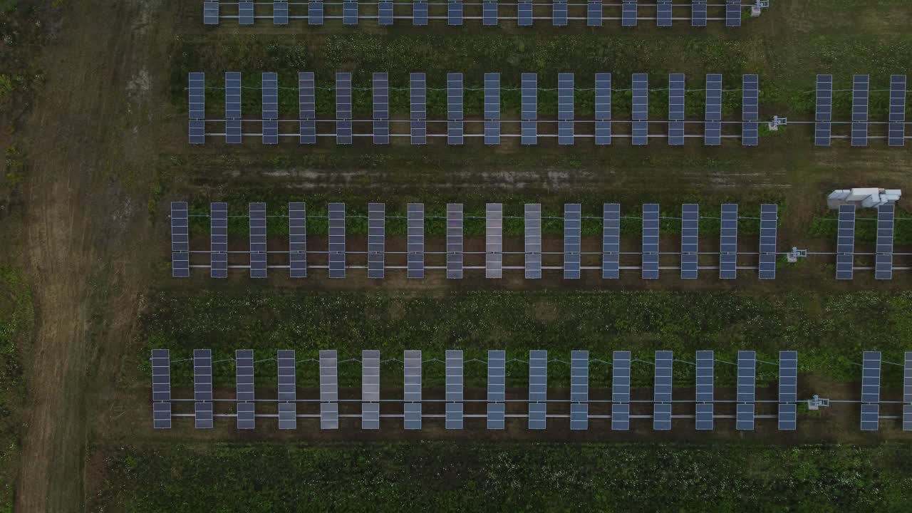4K Aerial Drone Footage of Commercial Solar Energy Production Facility