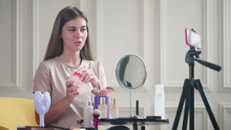 beauty vlogger shows off new skincare product