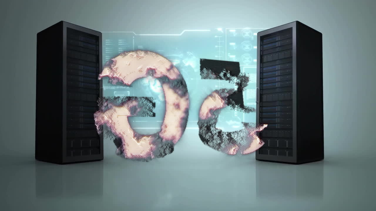 animación del procesamiento de datos y texto 5g a través de servidores