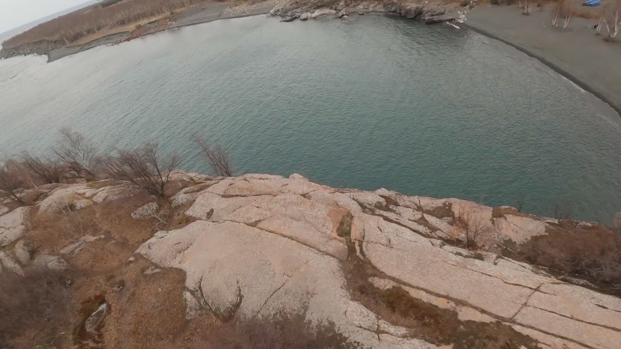 Aerial Views of Lake Superior's Rocky Coastline in Winter