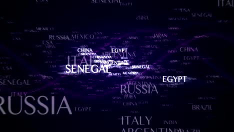 viaje de palabras y estados del mundo animación de texto, con pantalla verde, renderización, fondo, bucle