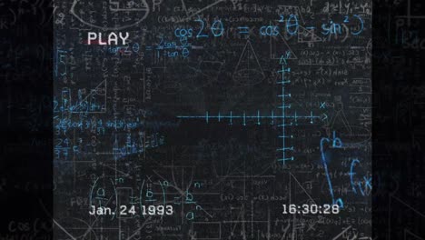animación de la interfaz de texto de reproducción en pantalla con procesamiento matemático de datos