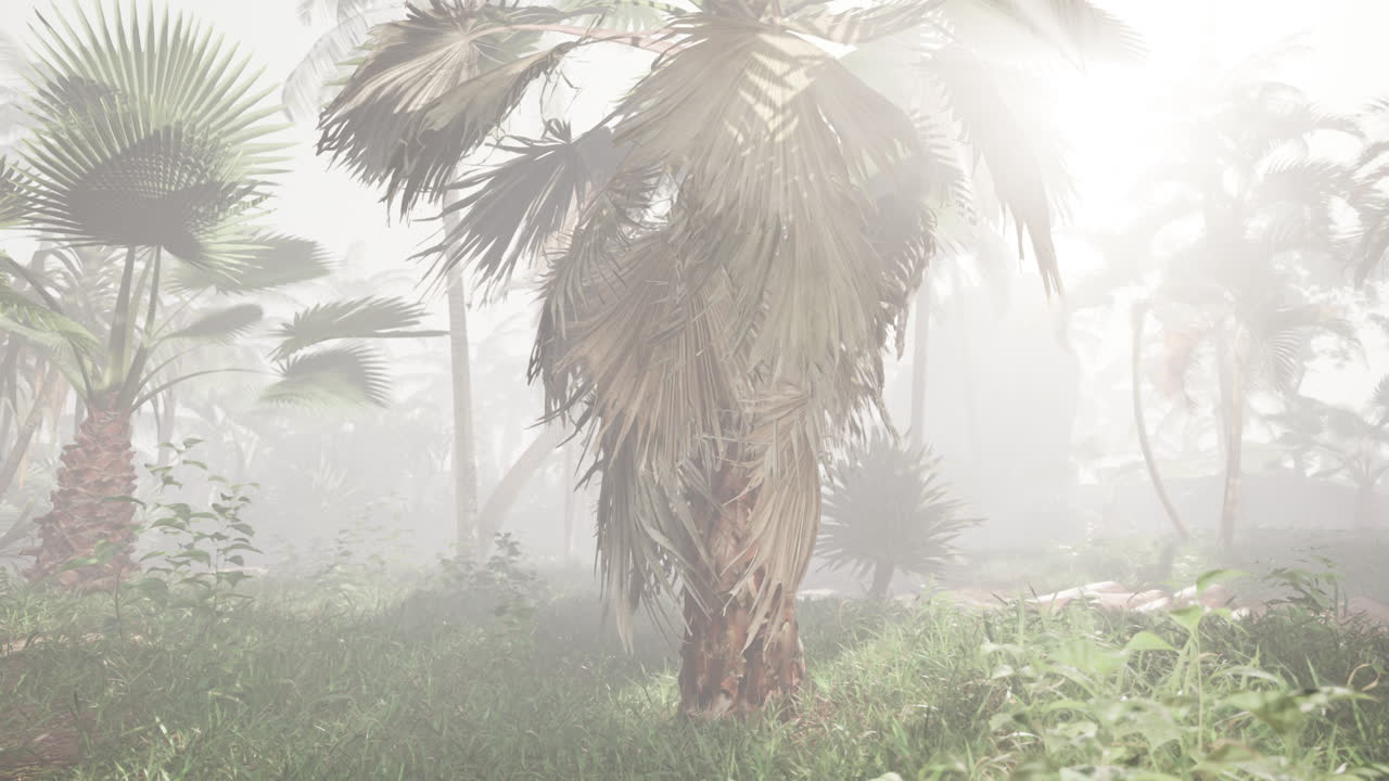 안개 숲 한가운데 에 있는 나무