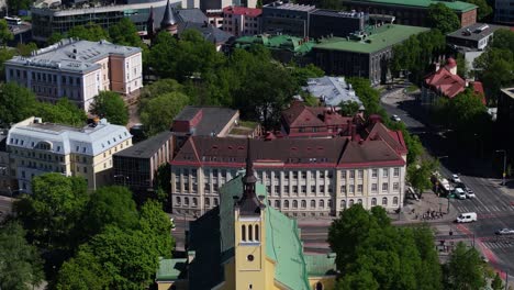 forward drone shot above st