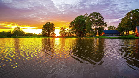 holy grail time lapse of a lakeside with holiday homes
