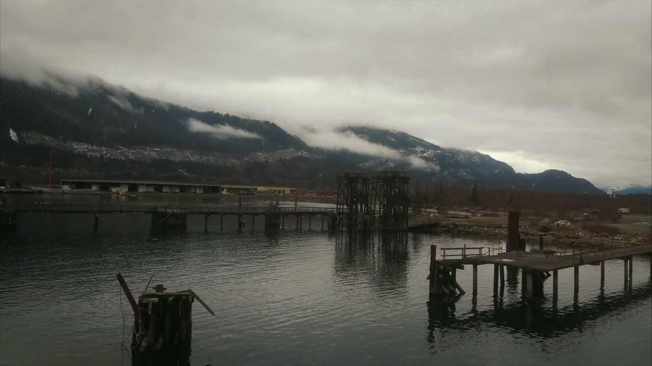 Aerial view of constructions near mining area in Squamish