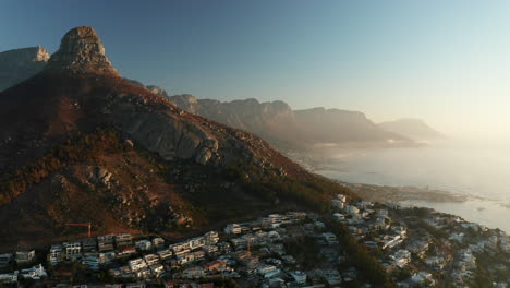 suburbs of the cape town city at the foot of lion's head mountain in south africa