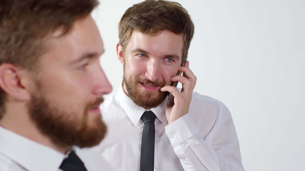 Portrait of Young Bearded Twin Brothers