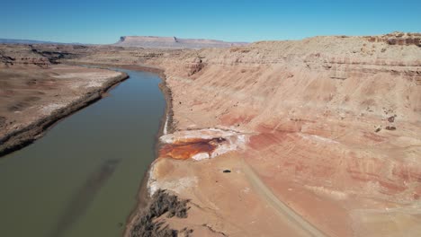 aerial view of green river and crystal geyser, utah usa