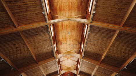 spacious wooden room in retro style old barn steadicam shot