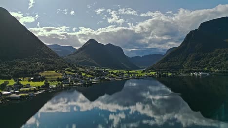 aerial over syvde, vanylven municipality, norway