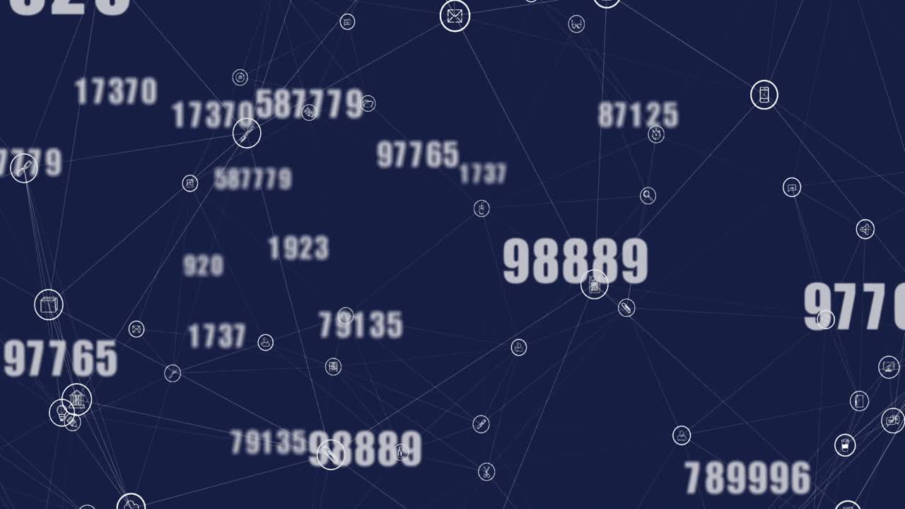 animación del procesamiento de datos financieros sobre un fondo azul