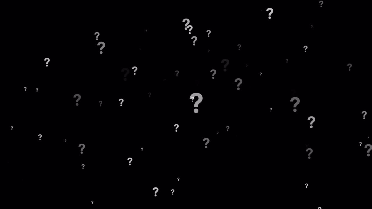 Floating Question Marks on Black Background
