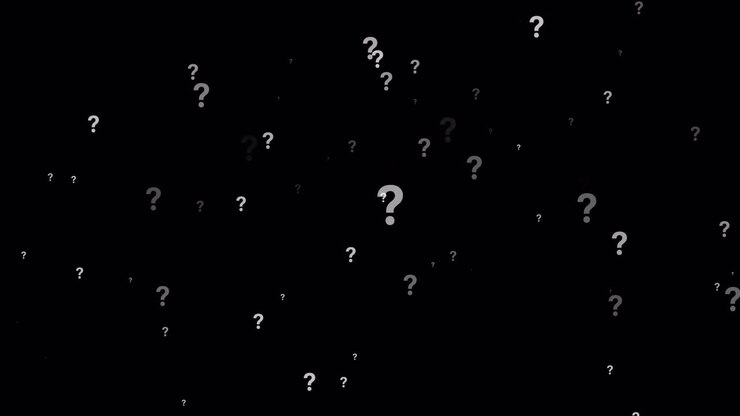 Floating Question Marks on Black Background