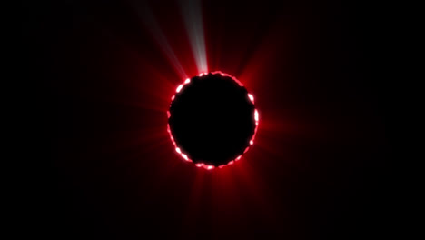 Animation-of-glowing-red-circle-eclipse-over-black-background